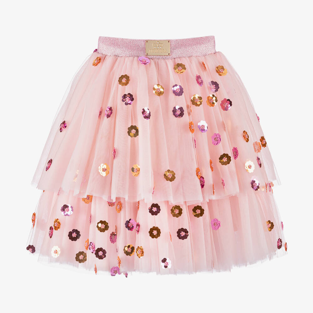 Junona-Girls Pink Sequin Tulle Tutu Skirt | Childrensalon Outlet