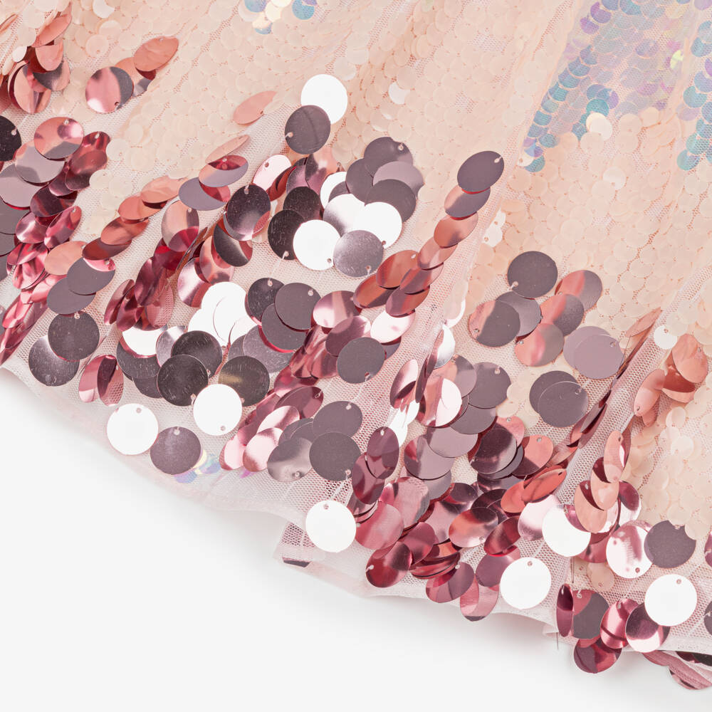 Junona-Girls Pink Sequinned Tulle & Organza Cowl-Neck Blouse | Childrensalon Outlet