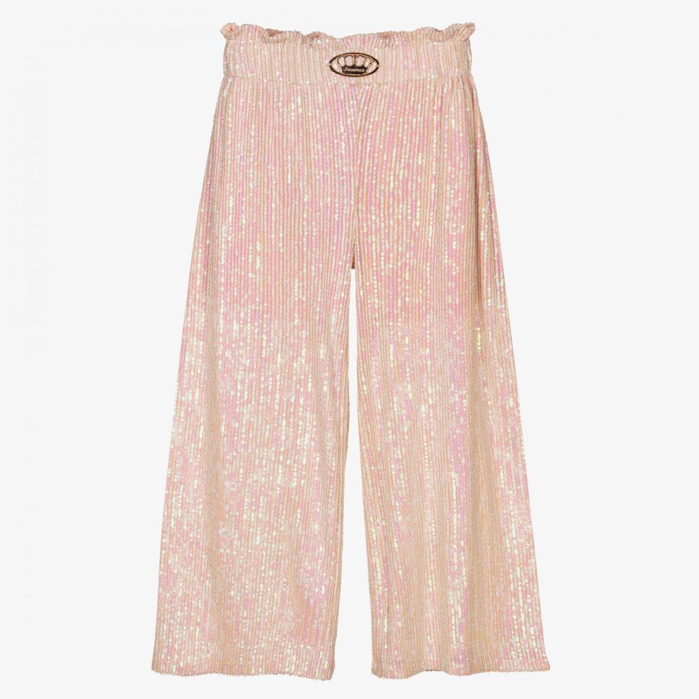 Junona - Girls Pink Sequins Trousers | Childrensalon