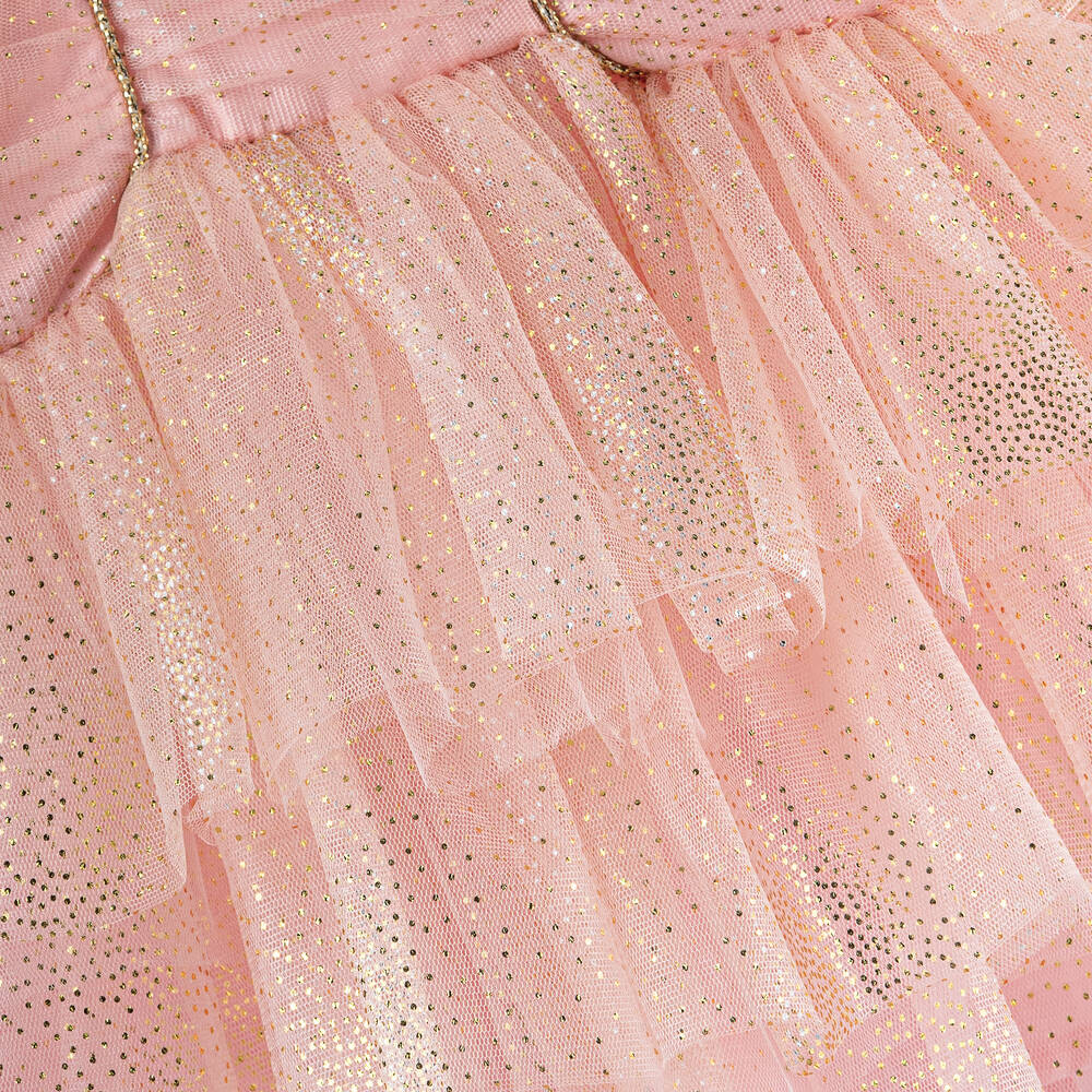 Junona-فستان أطفال بناتي بطبقات تول لون زهري فاتح | Childrensalon Outlet