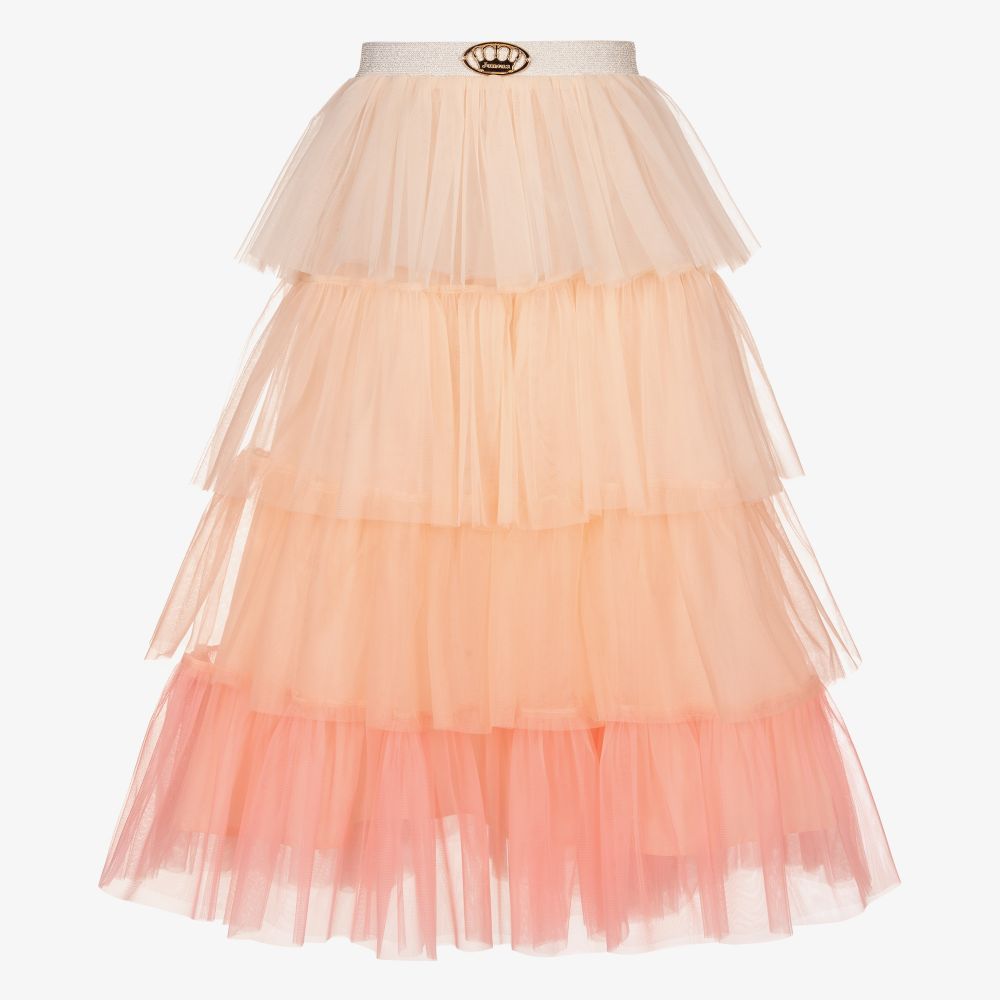 Junona - Girls Pink Tiered Tulle Skirt | Childrensalon