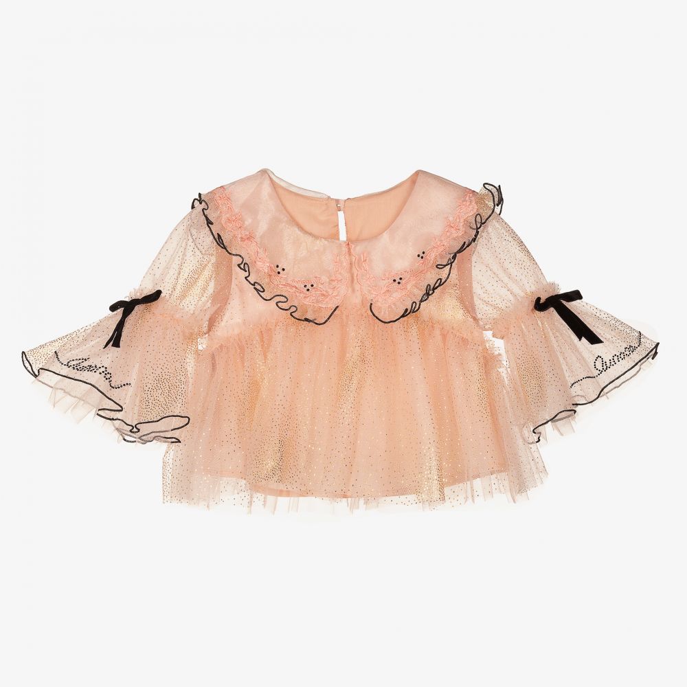Junona-Розовая блузка из тюля для девочек | Childrensalon Outlet