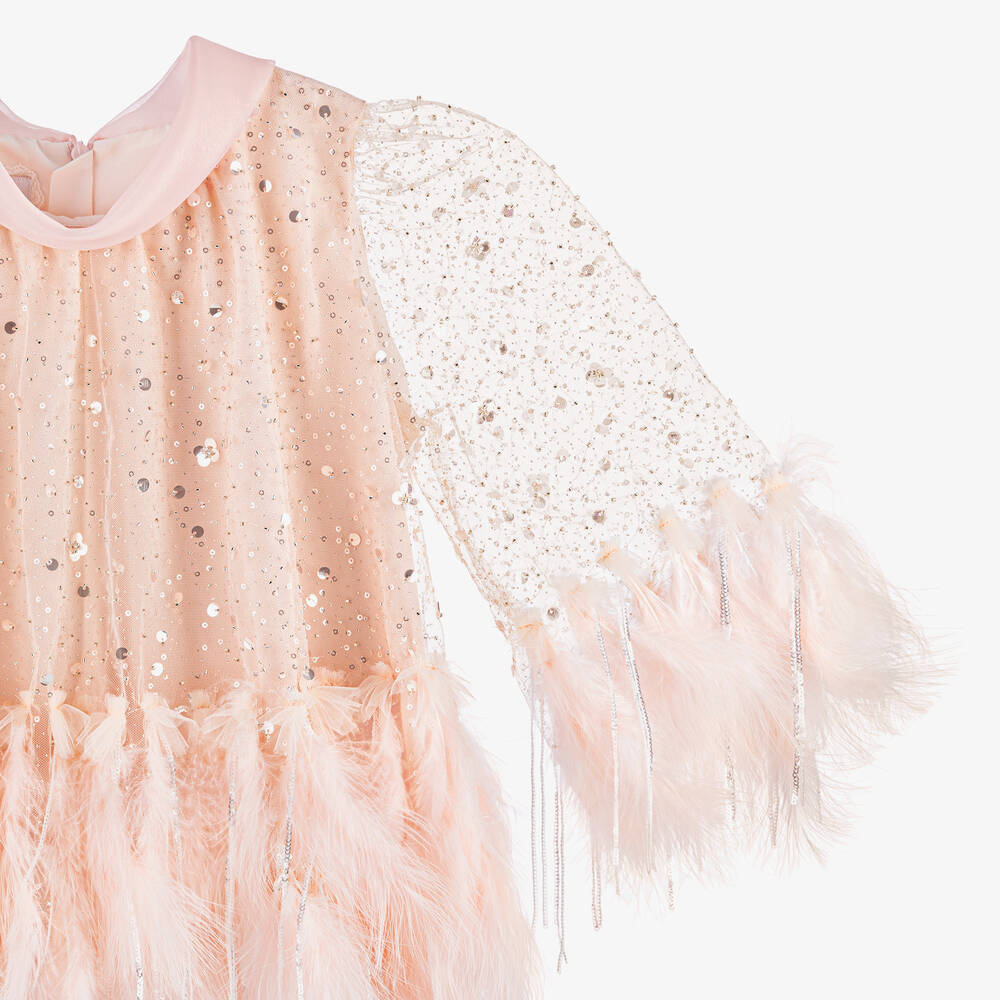 Junona-بلوز تول وريش لون زهري للبنات | Childrensalon Outlet