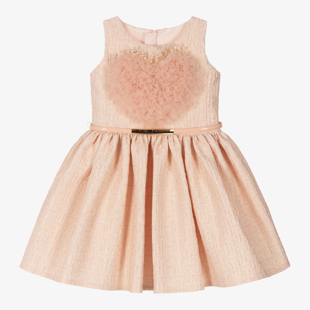 Junona - Розовое платье из тюля с сердцем для девочек  | Childrensalon