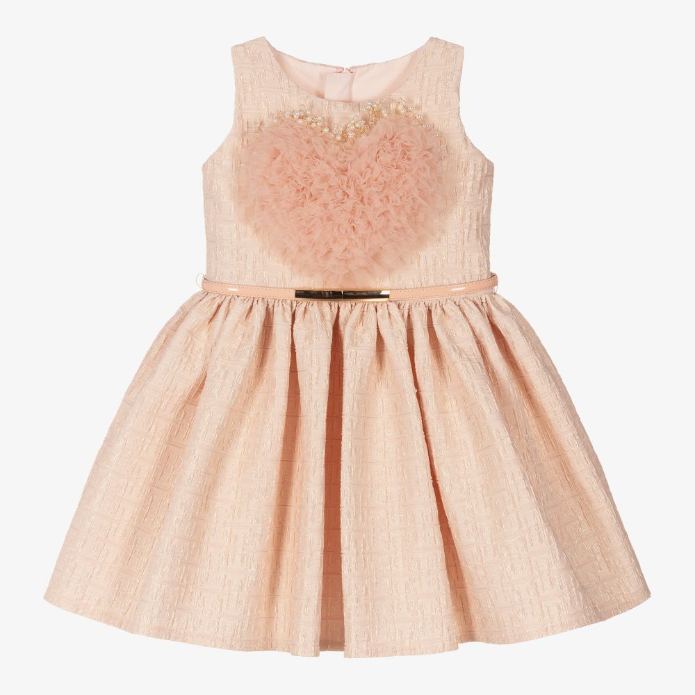 Girls Pink Tulle Heart Dress