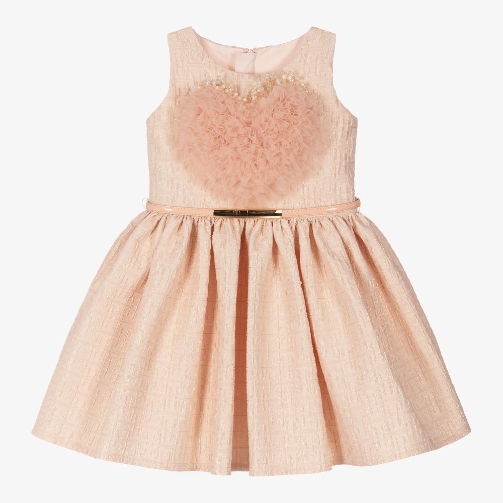 Junona - Robe rose en tulle Cœur Fille  | Childrensalon