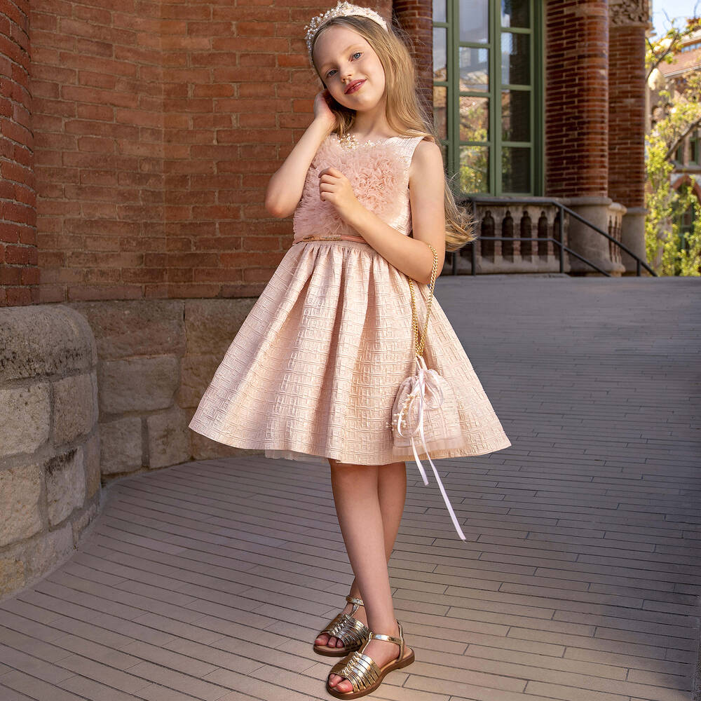 Junona-Розовое платье из тюля с сердцем для девочек | Childrensalon Outlet