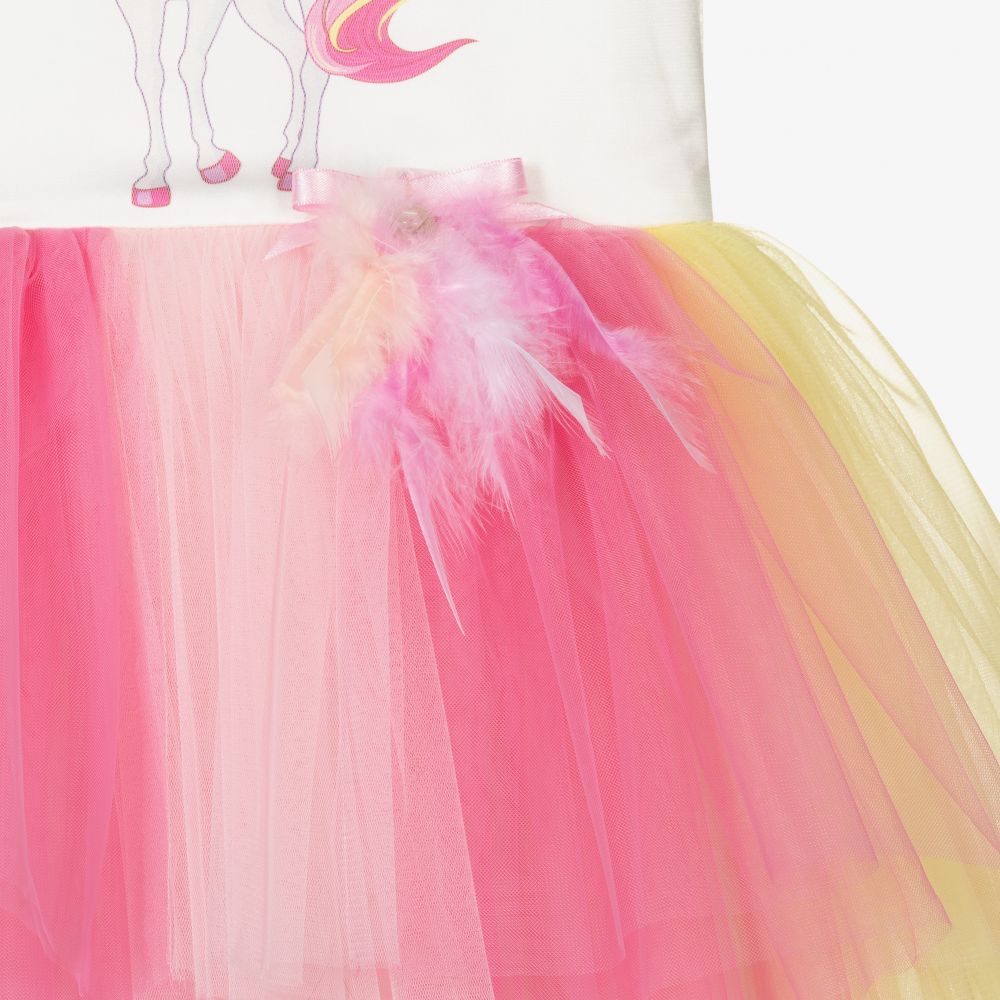 Junona-Girls Pink Tulle Unicorn Dress | Childrensalon Outlet