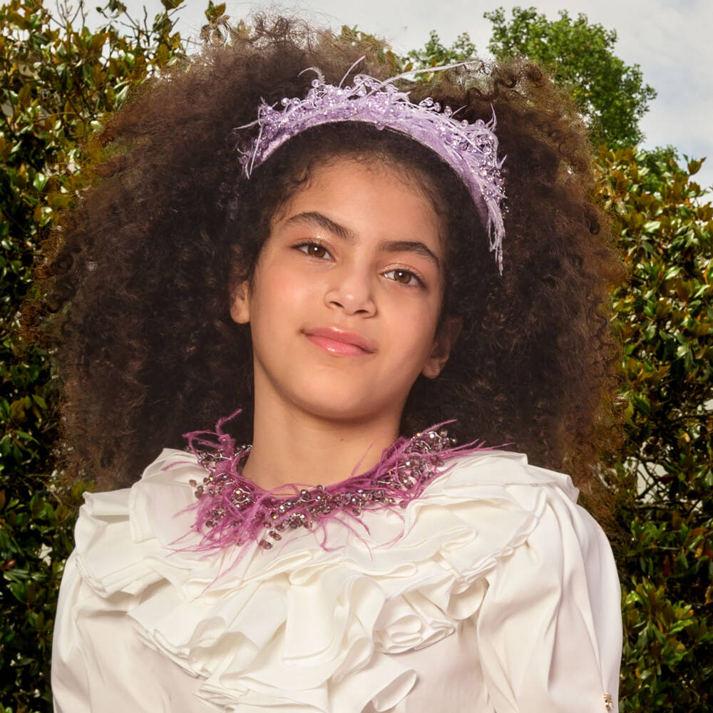 Junona-Girls Purple Feather & Bead Hairband | Childrensalon Outlet