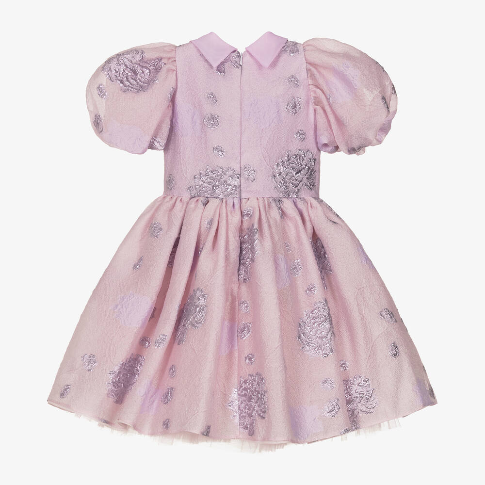 Junona-Фиолетовое жаккардовое платье с цветами для девочек | Childrensalon Outlet
