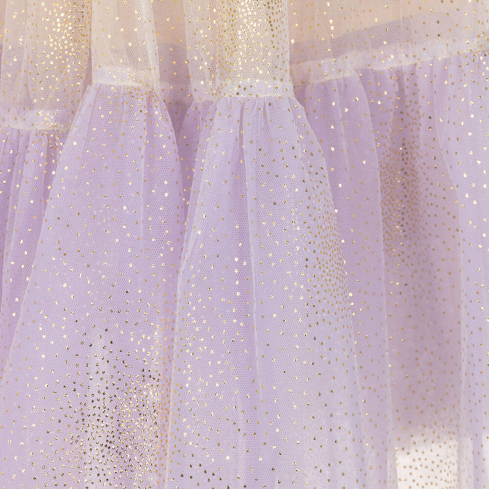 Junona-Girls Purple & Gold Tulle Skirt | Childrensalon Outlet