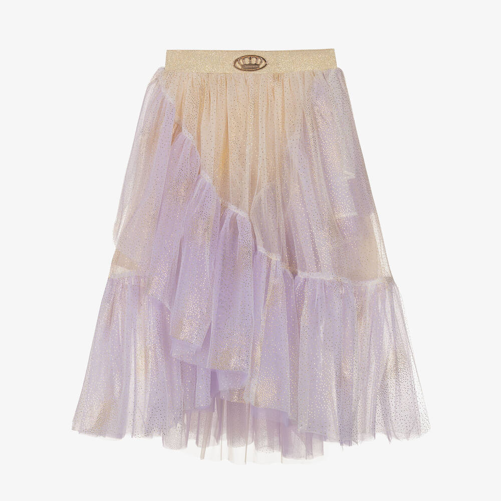 Junona - Girls Purple & Gold Tulle Skirt | Childrensalon