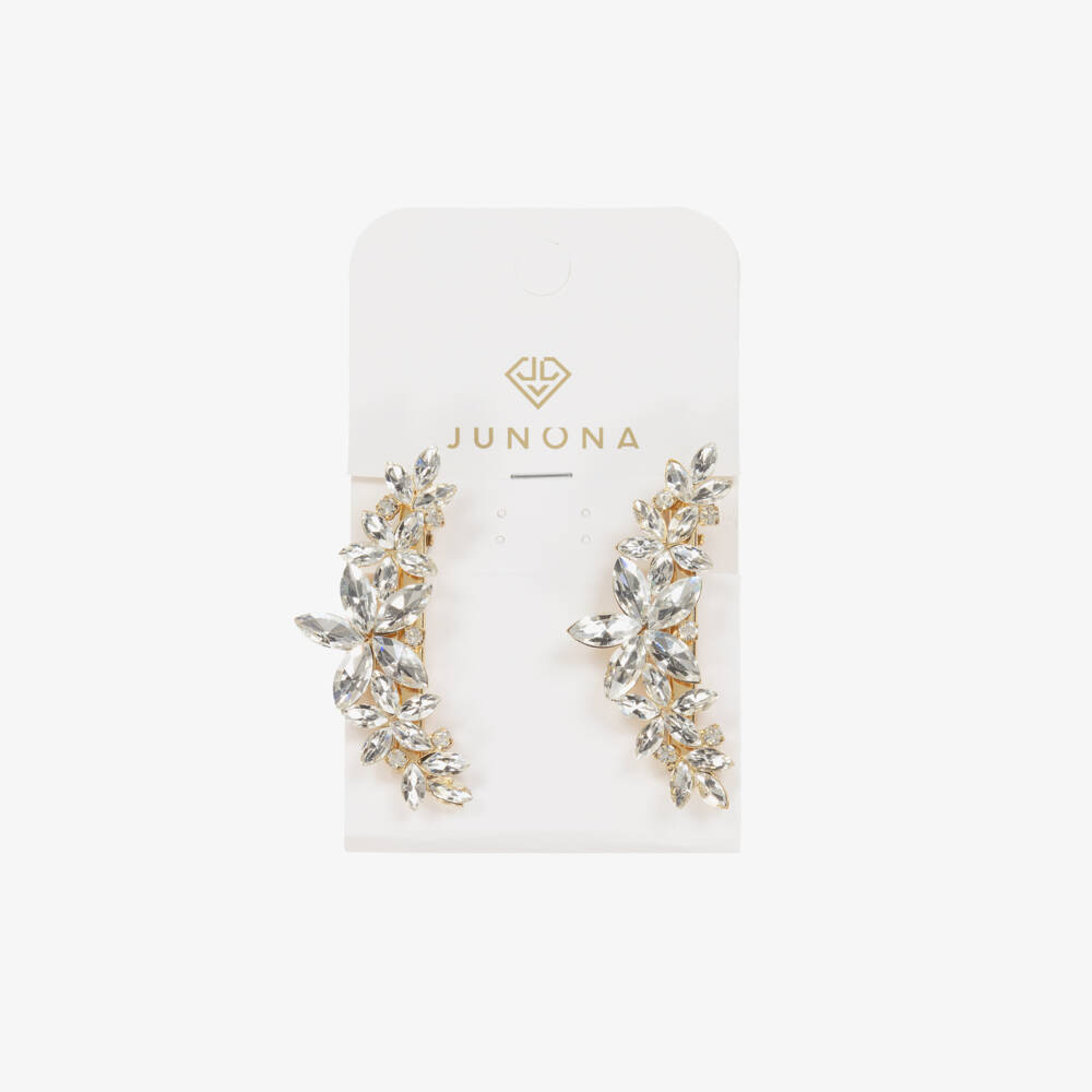 Junona-Girls Radiant Gold Crystal Clips Set | Childrensalon Outlet