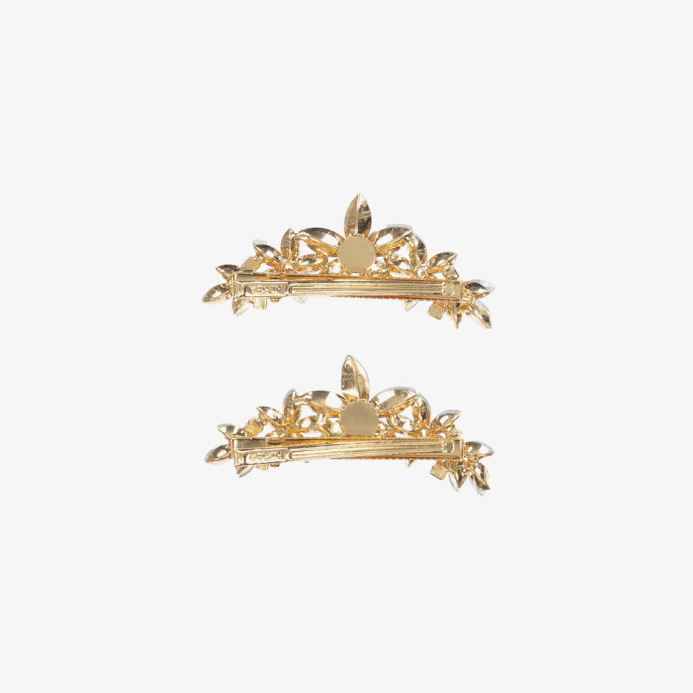 Junona-Girls Radiant Gold Crystal Clips Set | Childrensalon Outlet