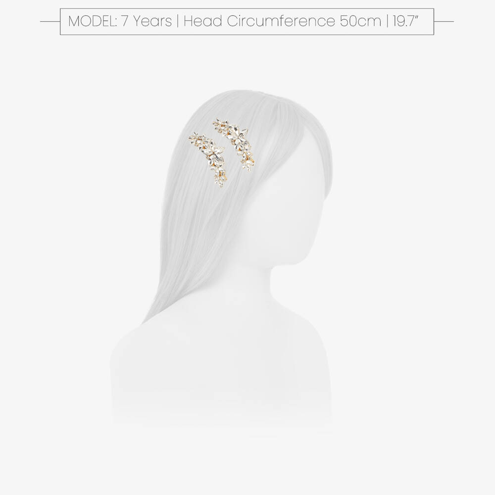 Junona-Girls Radiant Gold Crystal Clips Set | Childrensalon Outlet