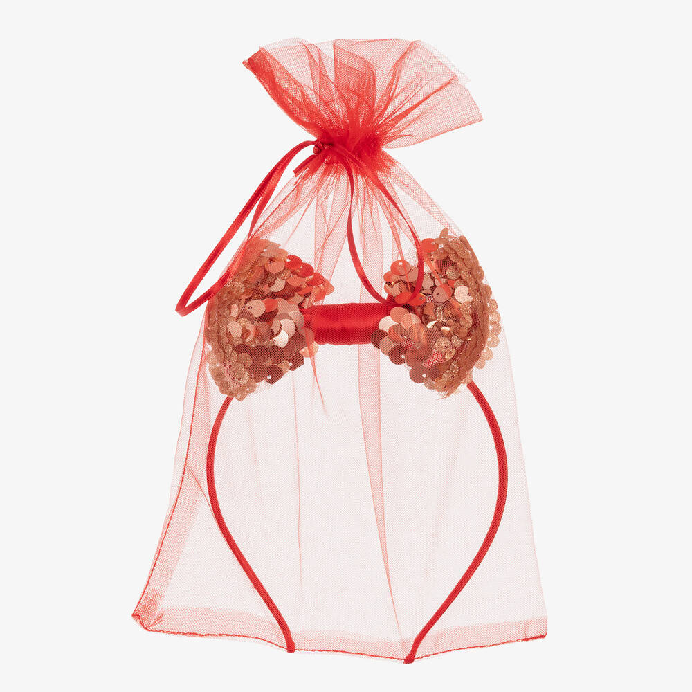 جونونا-فستان ساتان و تول لون أحمر و ذهبي - قطعتين | Childrensalon Outlet