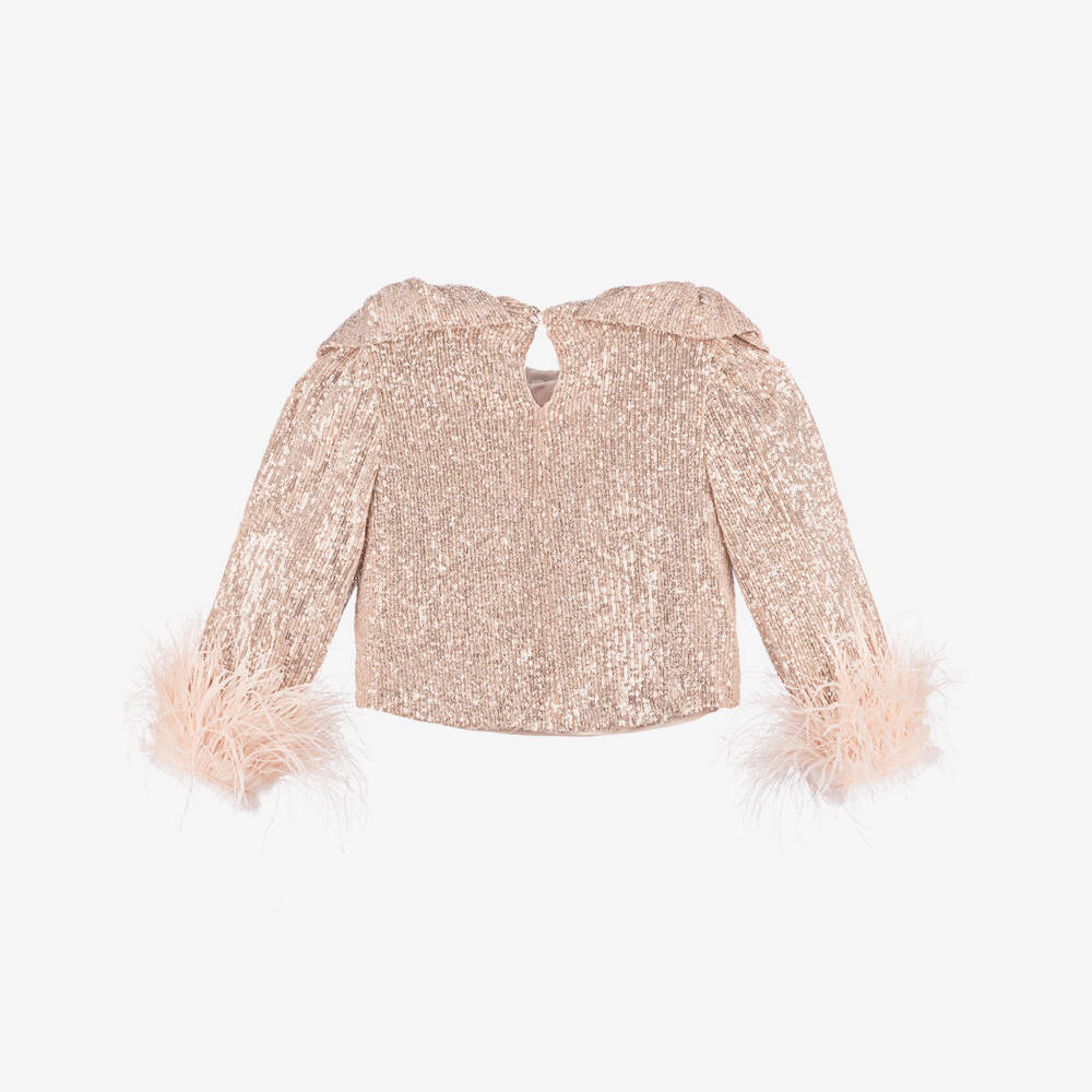 Junona-Girls Rose Gold Tulle Blouse | Childrensalon Outlet