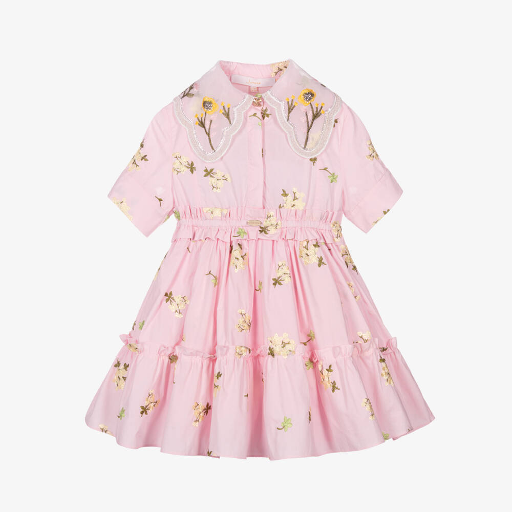 Junona-Платье из хлопка с цветочным узором розового цвета для девочек | Childrensalon Outlet