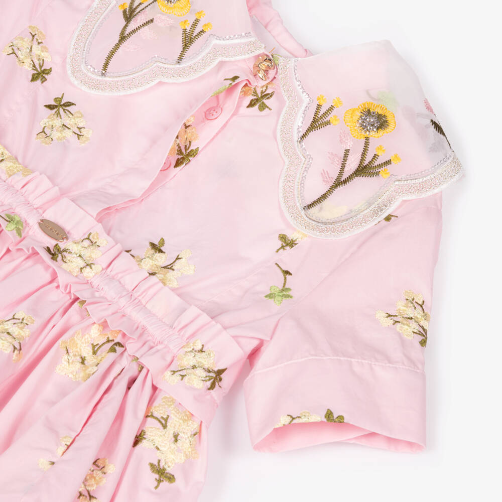 Junona-Платье из хлопка с цветочным узором розового цвета для девочек | Childrensalon Outlet