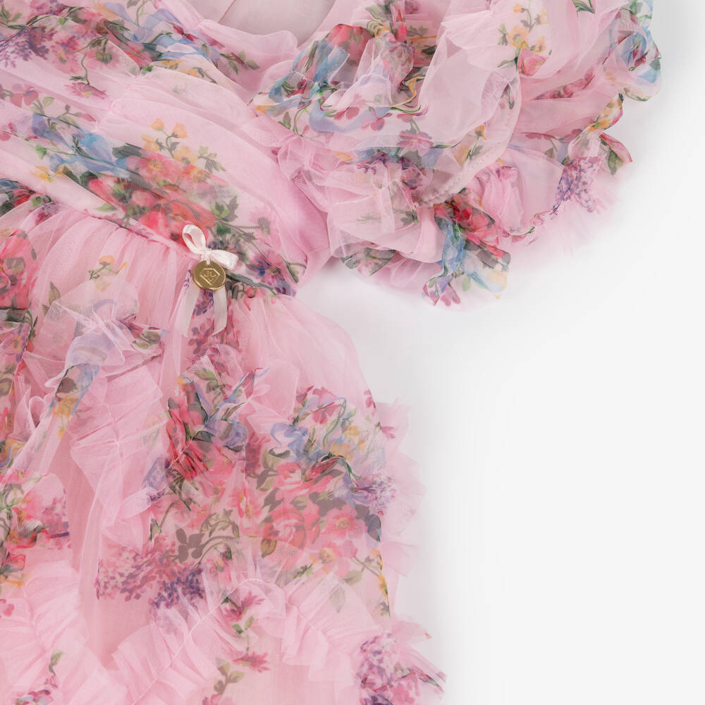 Junona-Girls Rosy Bloom Tulle Frock | Childrensalon Outlet