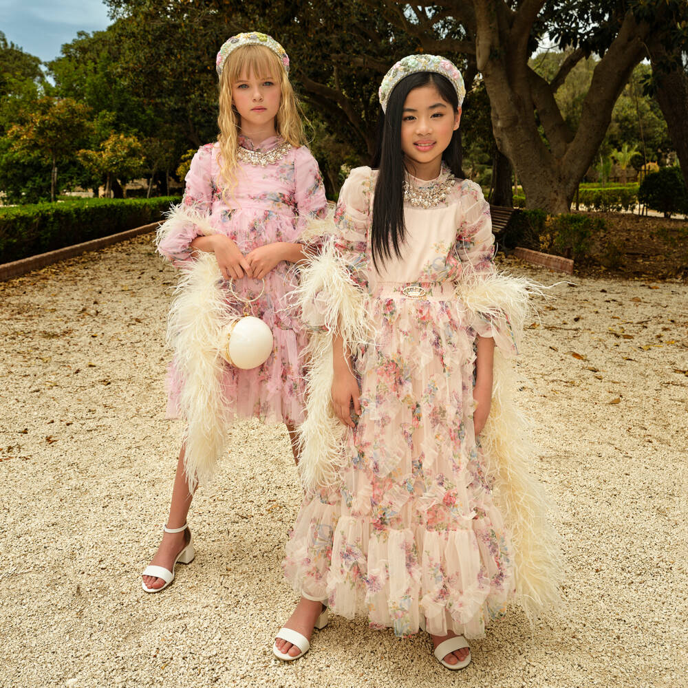 Junona-Girls Rosy Blossom Neckline Dress | Childrensalon Outlet