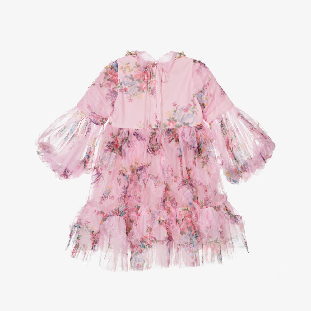 Junona-Girls Rosy Blossom Neckline Dress | Childrensalon Outlet