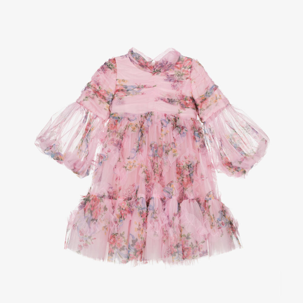 Junona-Girls Rosy Blossom Neckline Dress | Childrensalon Outlet