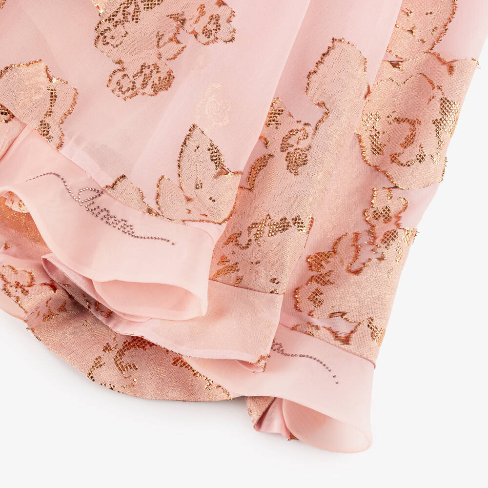 Junona-Girls Rosy Chiffon Jacquard Gown | Childrensalon Outlet