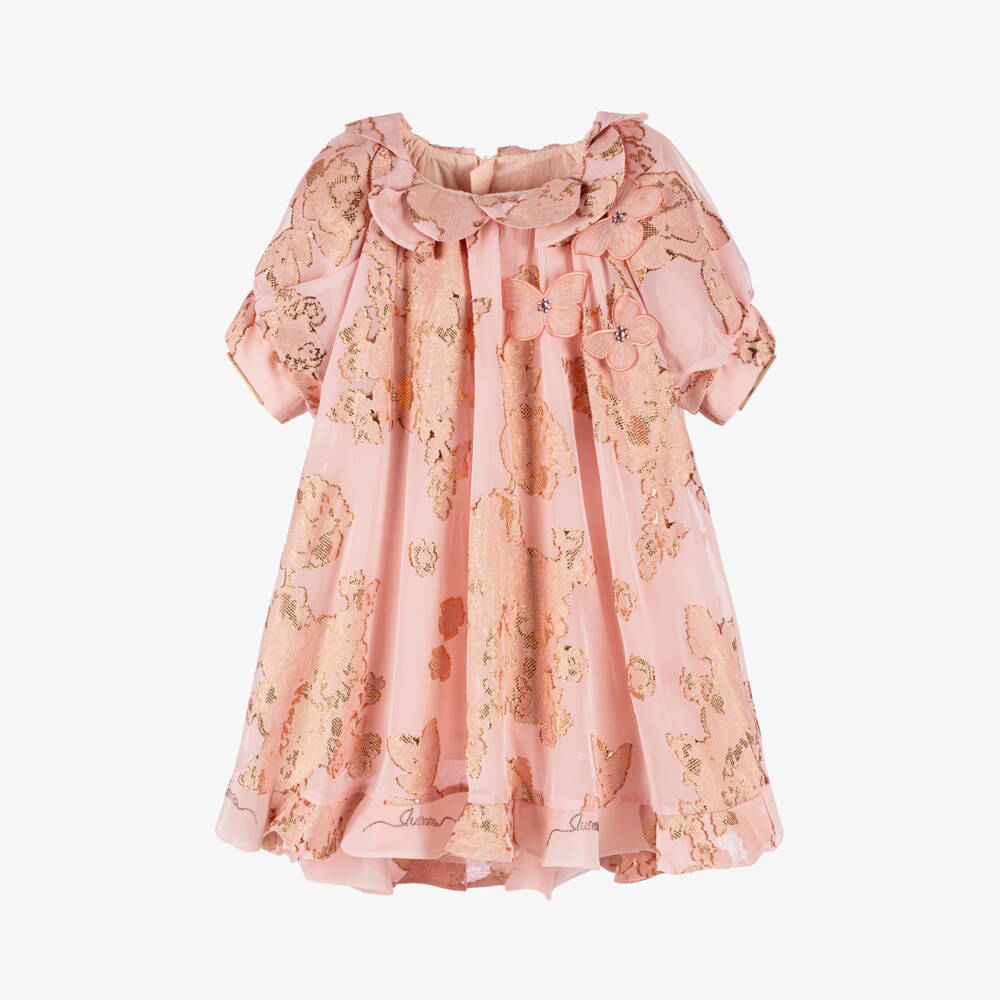 Junona-Платье из розового шифона жаккард для девочек | Childrensalon Outlet
