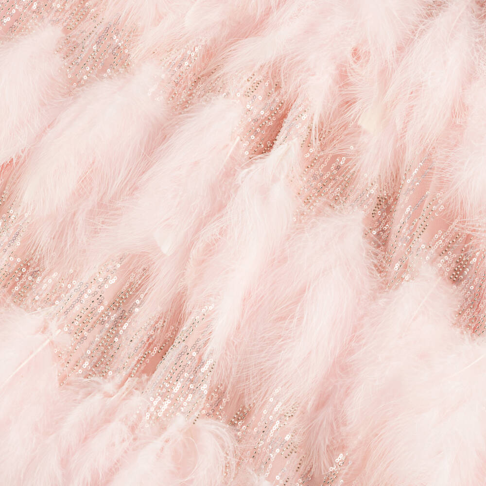Junona-Girls Rosy Feathered Sequin Gown | Childrensalon Outlet