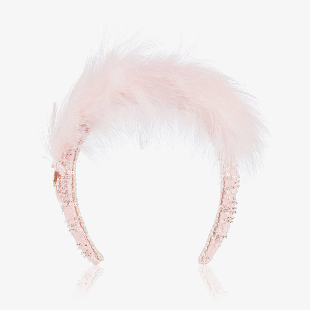 Junona-Ободок с перьями и блестками для девочек в розовых тонах | Childrensalon Outlet