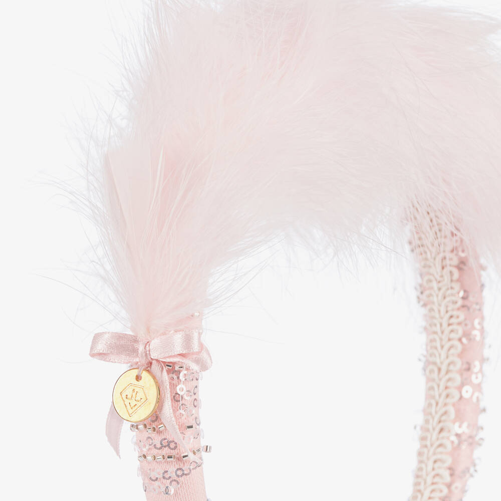 Junona-Ободок с перьями и блестками для девочек в розовых тонах | Childrensalon Outlet