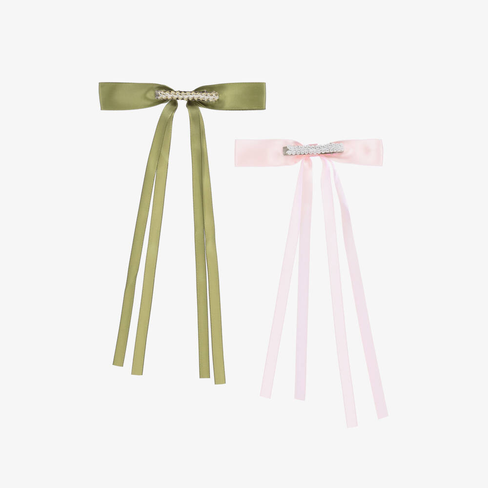 Junona-Girls Satin Bow Clip Duo | Childrensalon Outlet