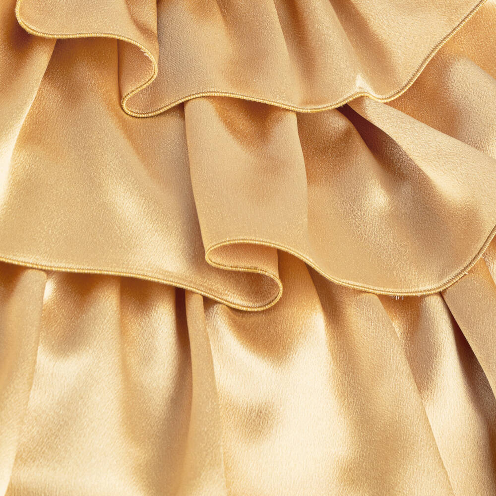 Junona-Girls Satin Gold Frill Gown | Childrensalon Outlet