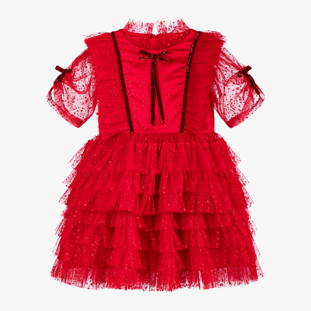 Junona-فستان تول لون أحمر | Childrensalon Outlet