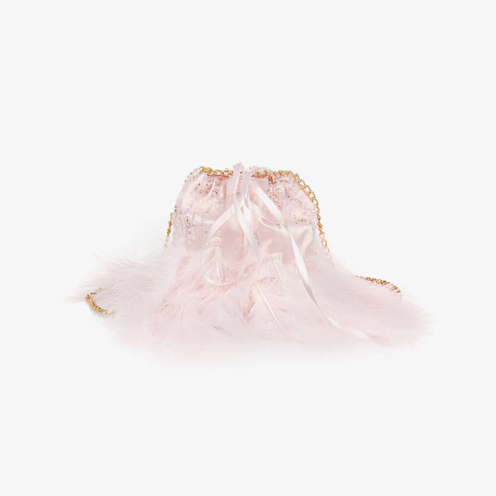 Junona-Girls Shimmering Feathered Pink Purse | Childrensalon Outlet