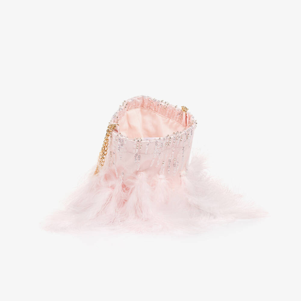 Junona-Girls Shimmering Feathered Pink Purse | Childrensalon Outlet