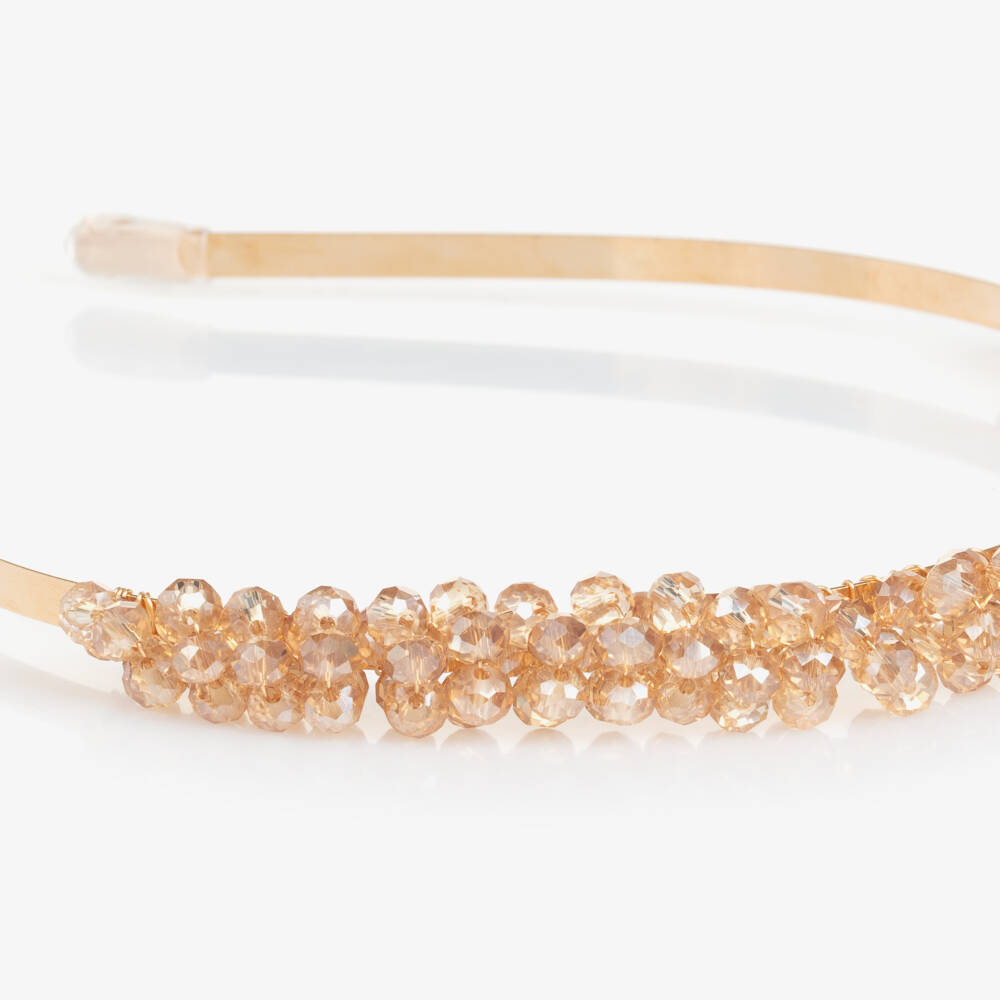Junona-Girls Shimmering Gold Crystal Headband | Childrensalon Outlet