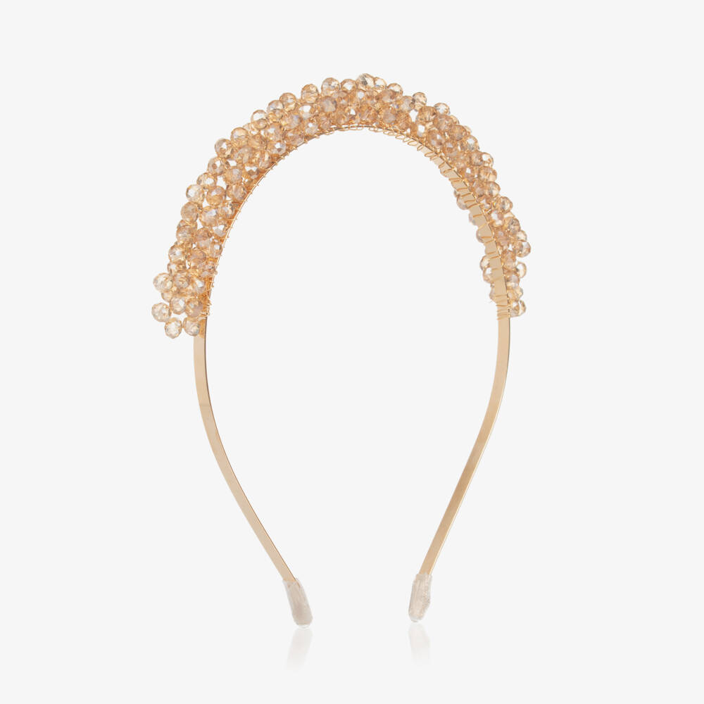 Junona-Girls Shimmering Gold Crystal Headband | Childrensalon Outlet