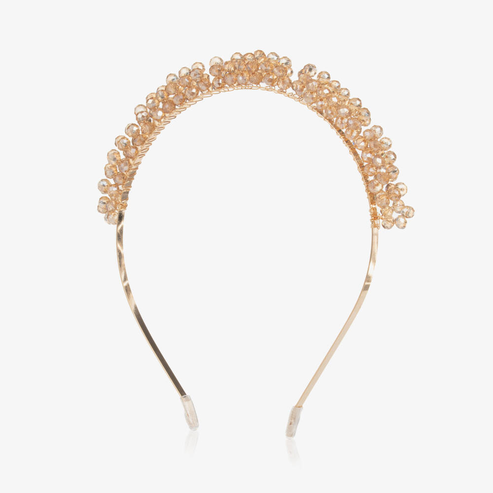 Junona-Girls Shimmering Gold Crystal Headband | Childrensalon Outlet