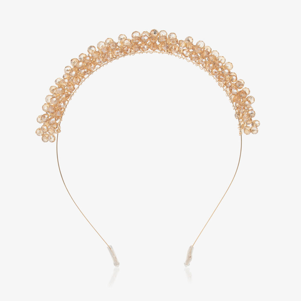Junona-Girls Shimmering Gold Crystal Headband | Childrensalon Outlet