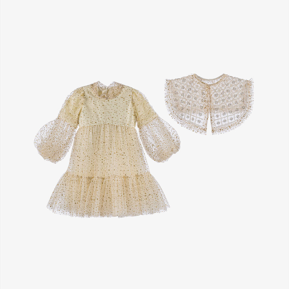Junona-Золотой блестящий комплект из тюля для девочек | Childrensalon Outlet