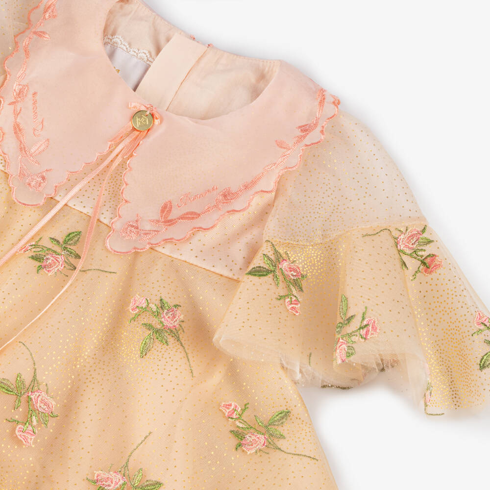 Junona-Girls Shimmering Gold Tulle Gown | Childrensalon Outlet