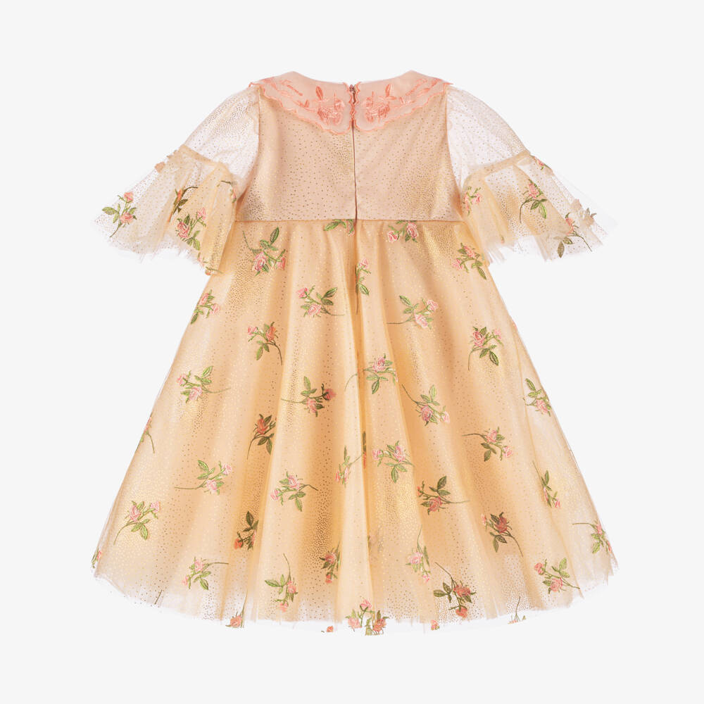 Junona-Girls Shimmering Gold Tulle Gown | Childrensalon Outlet