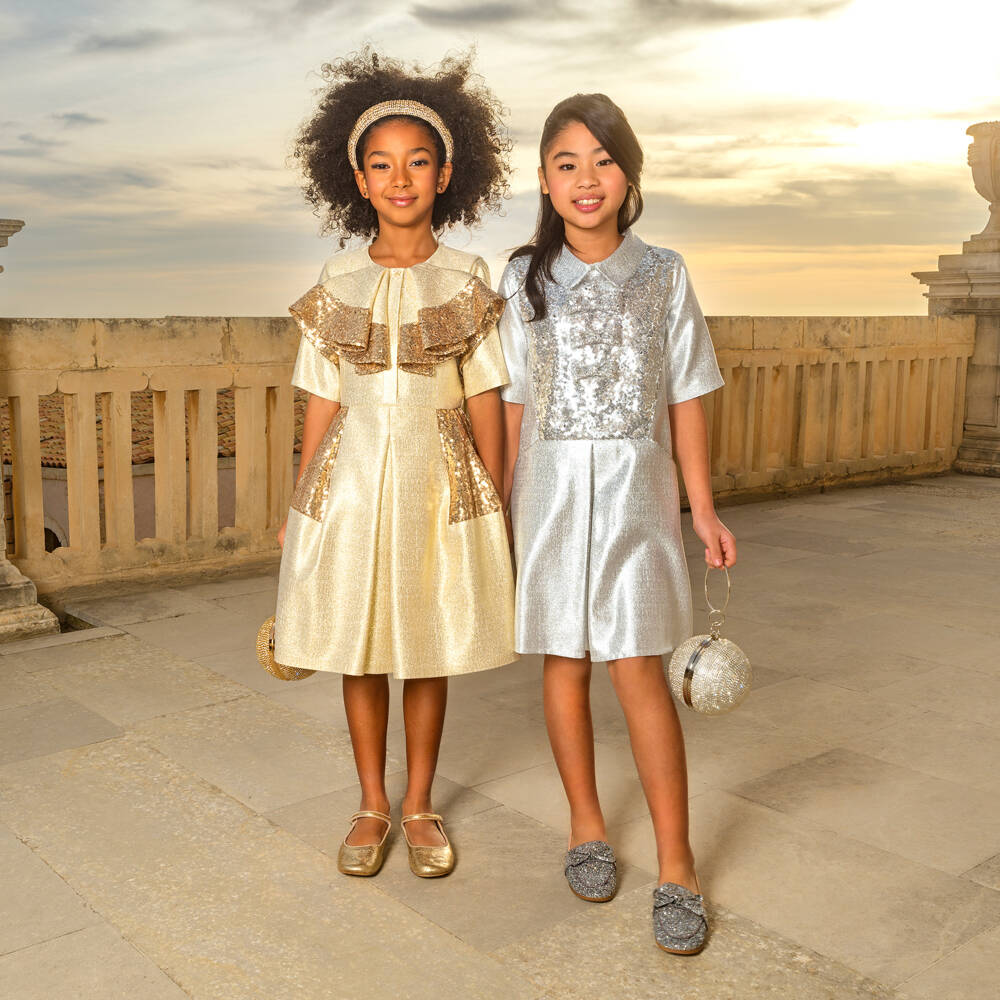 Junona-Girls Shimmering Sequin Bow Gown | Childrensalon Outlet