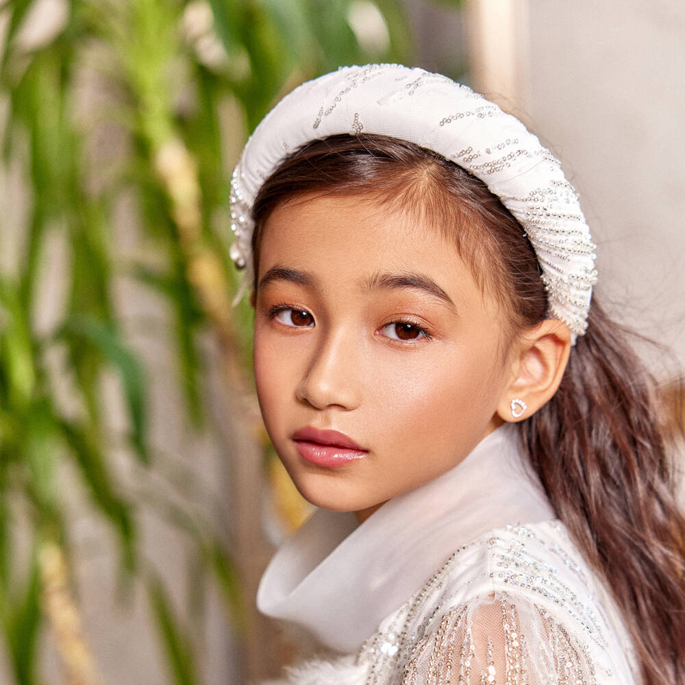 Junona-Girls Shimmering White Sequin Headband | Childrensalon Outlet