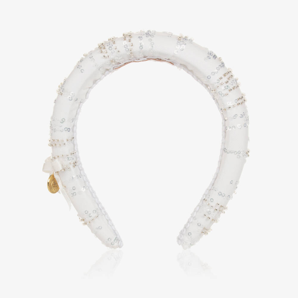 Junona-Girls Shimmering White Sequin Headband | Childrensalon Outlet