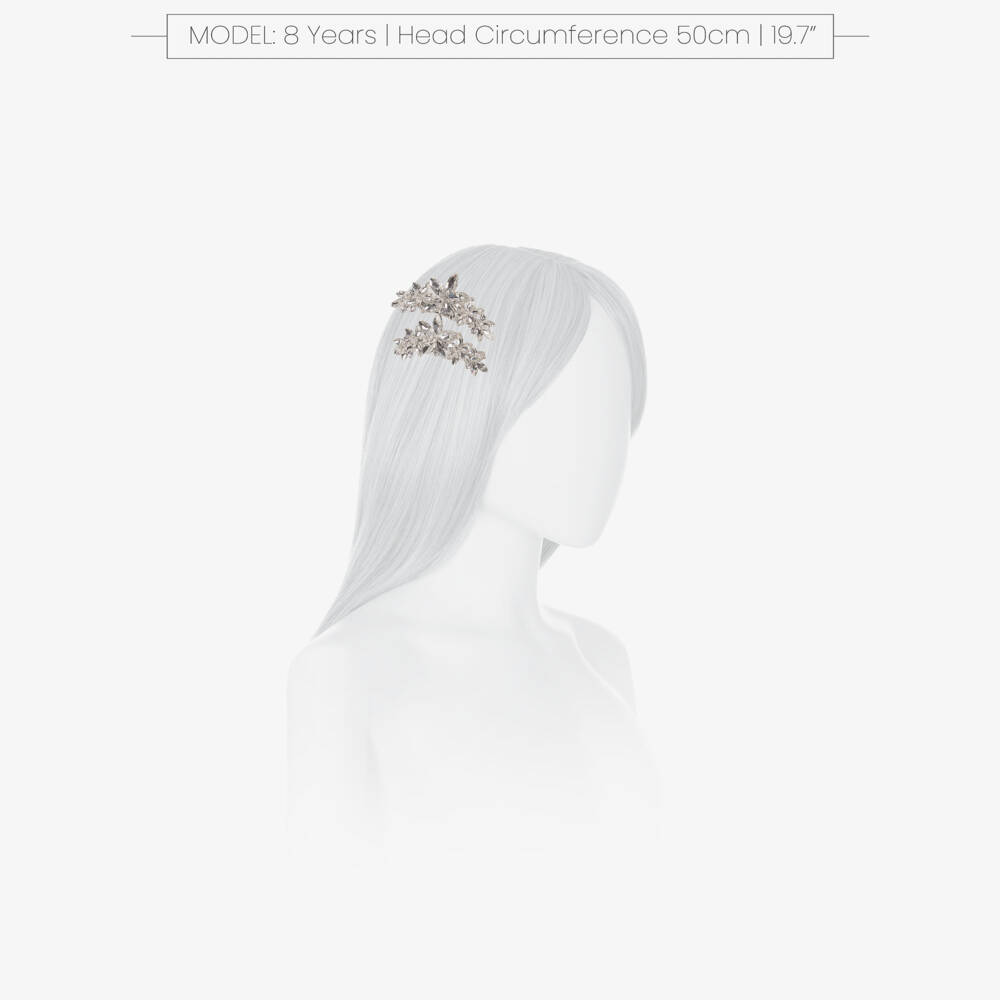 Junona-Girls Silver Crystal Flower Hair Clips (2 Pack) | Childrensalon Outlet