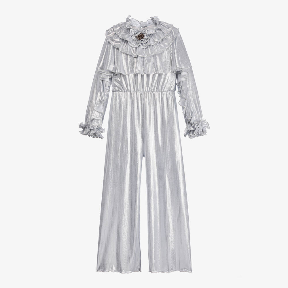Junona-Girls Silver Shimmer Jumpsuit | Childrensalon Outlet