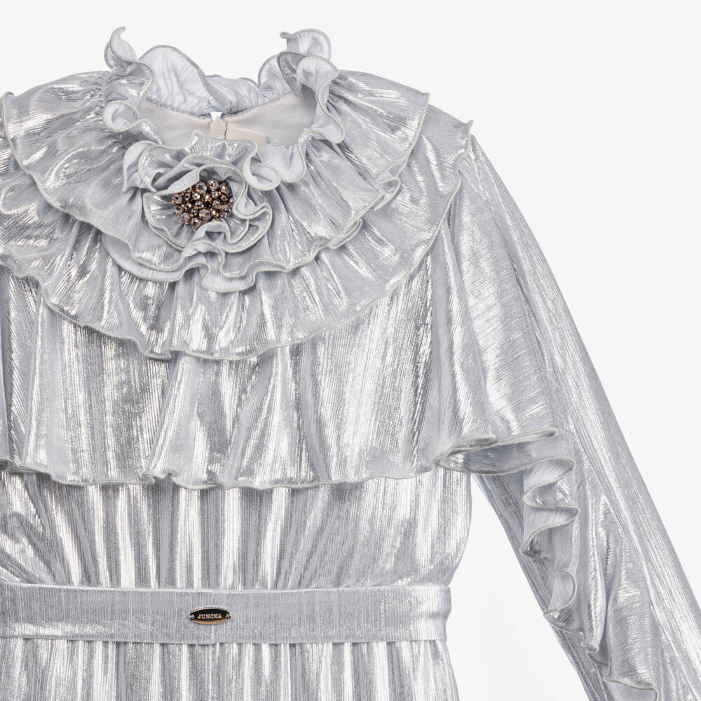 Junona-Girls Silver Shimmer Jumpsuit | Childrensalon Outlet